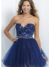 Strapless Sweetheart Neck Beaded Lace Tulle Short Homecoming Dress